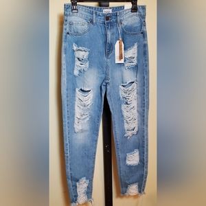 Track 23 High-rise Mom Fit Distressed Women's Denim Jeans Juniors Size 5